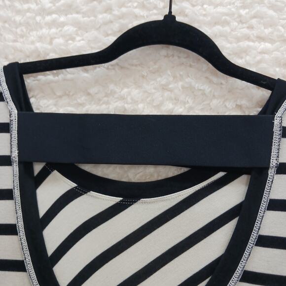 Tank Top Size L Striped Black White Knit Nautical Preppy Sailorcore Cruise Retro - Picture 3 of 13